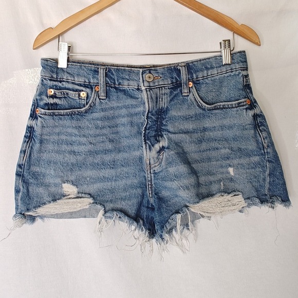 Lucky Brand Shorts Denim Jean Cutoff High Rise Mom Button Fly 8 29‎ Cotton Blend - Picture 6 of 10